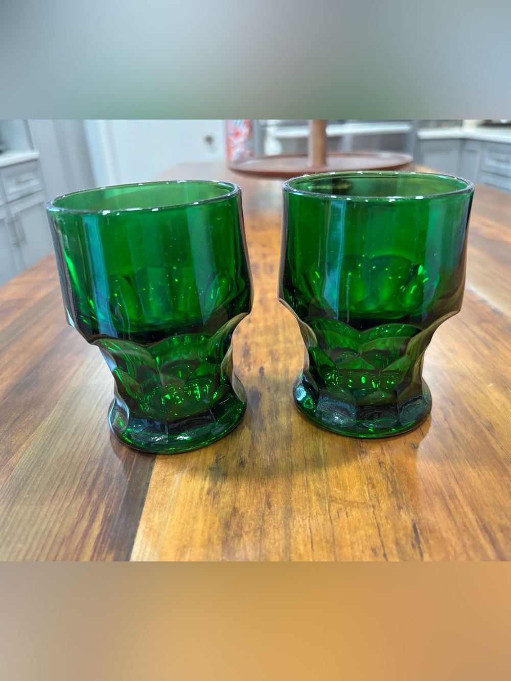 Vintage Anchor Hocking Georgian Emerald Green Tumblers Glasses Honeycomb 12 OZ